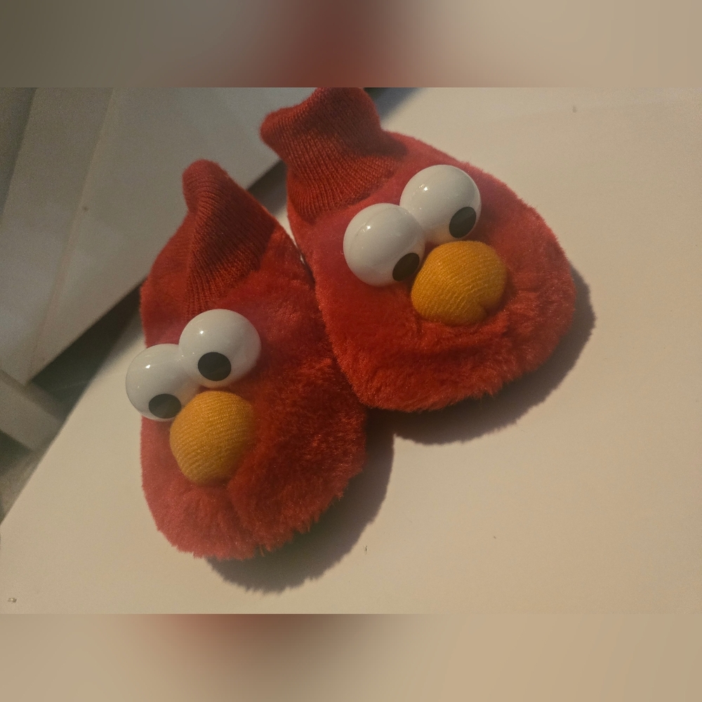 Sesame Street Red Toddler Booties with Character Design